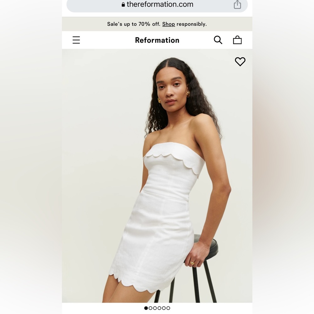 Reformation white mini dress bridal bachelorette